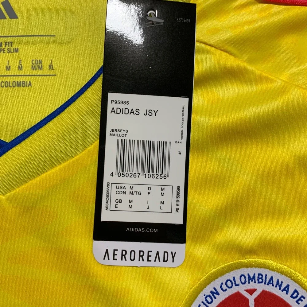 Adidas Colombia Luis Diaz 7 Soccer Jersey Mens M Yellow New Home Shirt AEROREADY